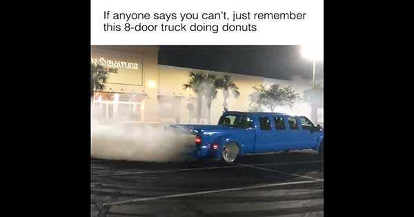 8 door truck doing donuts 2