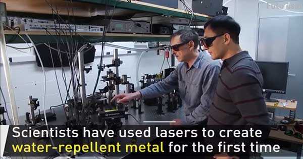 Laser Generated Surface Structures Create Water Repellent Metal 1