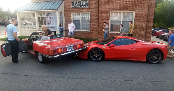 Parallel Parking Fail Woman Wrecks a Ferrari Speciale Mercedes 2