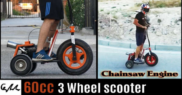 Three Wheel Scooter Powered by Chainsaw Engine 1