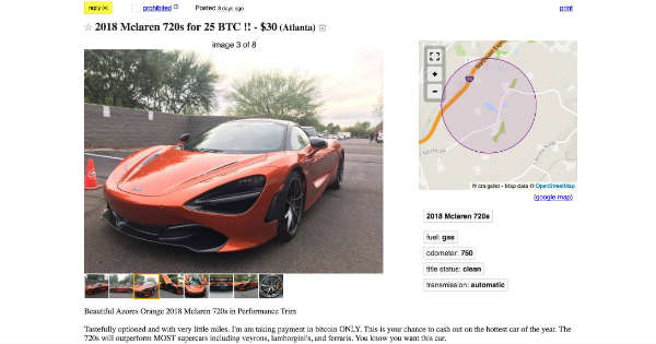 You Can Buy This 2018 McLaren 720S With Bitcoins 2