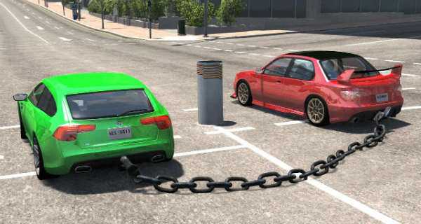 Chained Cars Against Bollard Results In Spectacular Animation 2