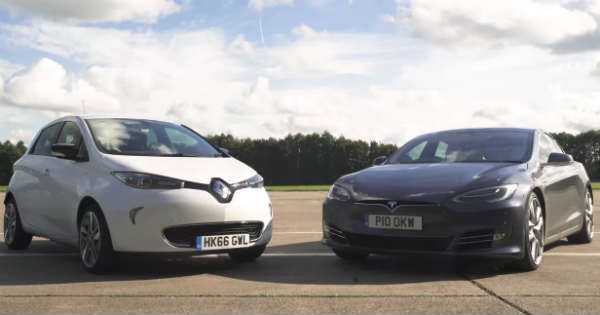 P100D Model S Tesla vs Renault Zoe 2