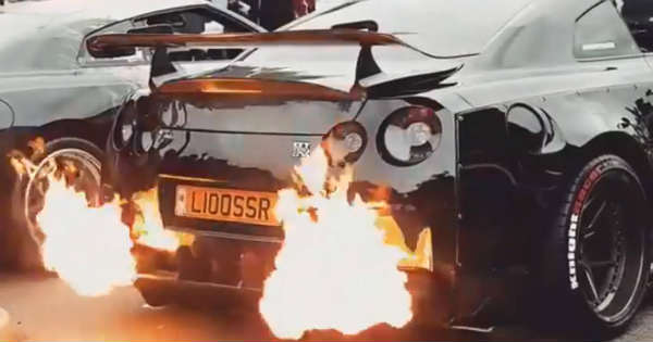 This Black Nissan GTRIs Spitting Huge Flames 11