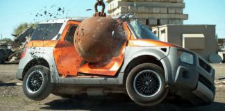 Slow-Motion 4-Ton Wrecking Ball Destroying Cars 1