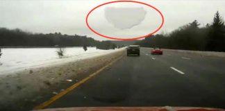 Snowy Car Roof Ice Flying Hits Driver Windscreen 22