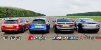 BMW M760Li vs Mercedes-AMG E63 vs Tesla Model S vs Audi RS 6 1