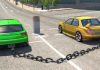 Chained Cars Against Bollard Results In Spectacular Animation 1