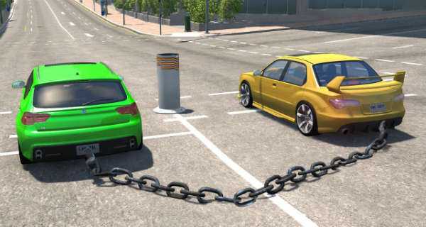 Chained Cars Against Bollard Results In Spectacular Animation 1