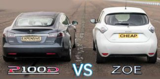P100D Model S Tesla vs Renault Zoe 11