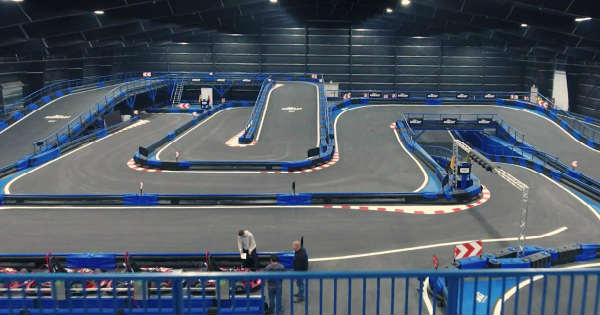 The World S Largest Indoor Go Kart Track Tire Burn