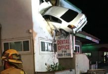 This Car Launched Itself On The Second Floor Of A Building in California 2