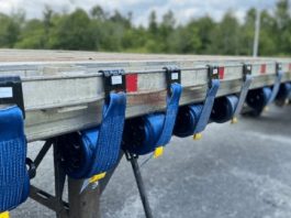 Winch Straps on Flatbed Trailer